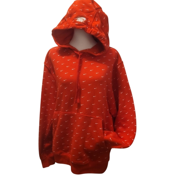 Nike All Over Print Swoosh Sweatshirt Hoodie Small Mens Y2K Grunge Red - Picture 2 of 8